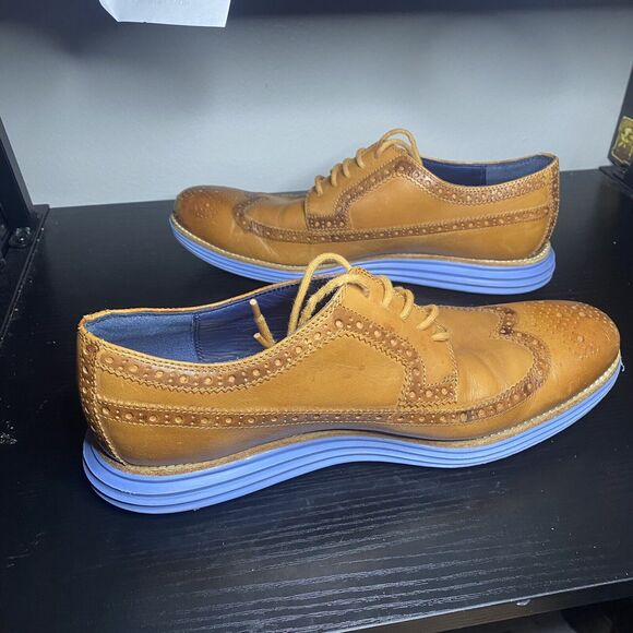 Cole Haan Tan and Blue Oxfords - Picture 8 of 11